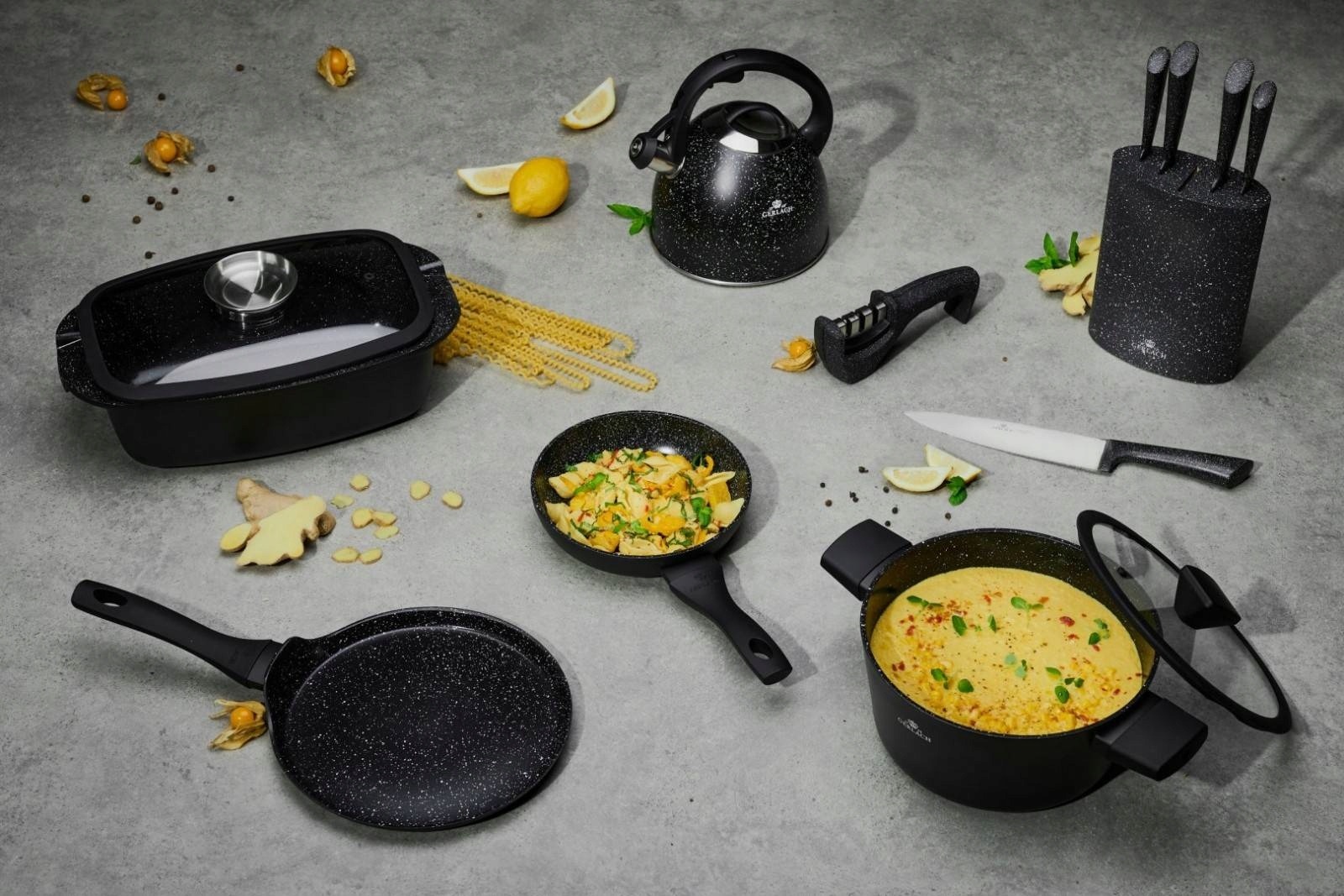 Patelnia Gerlach Granitex 28cm 4warstwowe dno BLAC