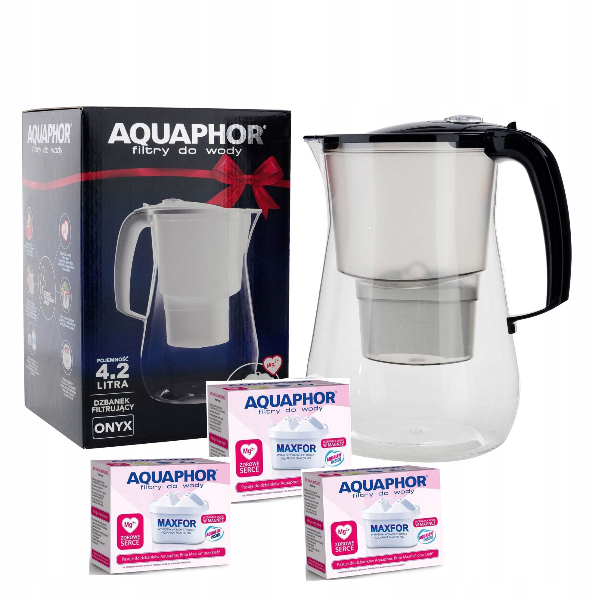 DZBANEK AQUAPHOR ONYX 2 KOLORY -4,2L + 3 WKŁADY MG