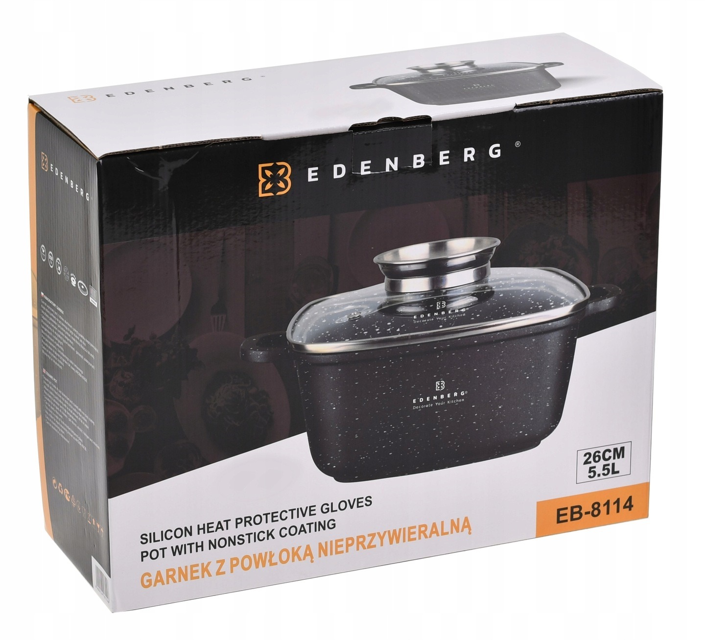 Brytfanna non-stick 26cm Edenberg Z POWŁOKĄ MARMUROWĄ GĘSIARKA 5,5L