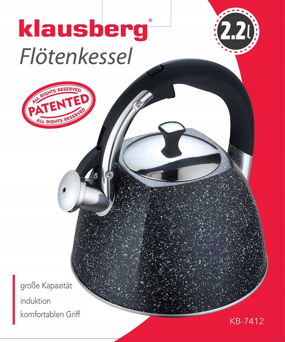 Czajnik z gwizdkiem Indukcja GAZ 2,2L STALOWY 7412