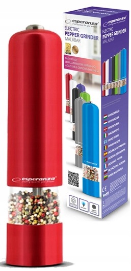 MŁYNEK ELEKTRYCZNY DO SOLI PIEPRZU czerwony EKP001