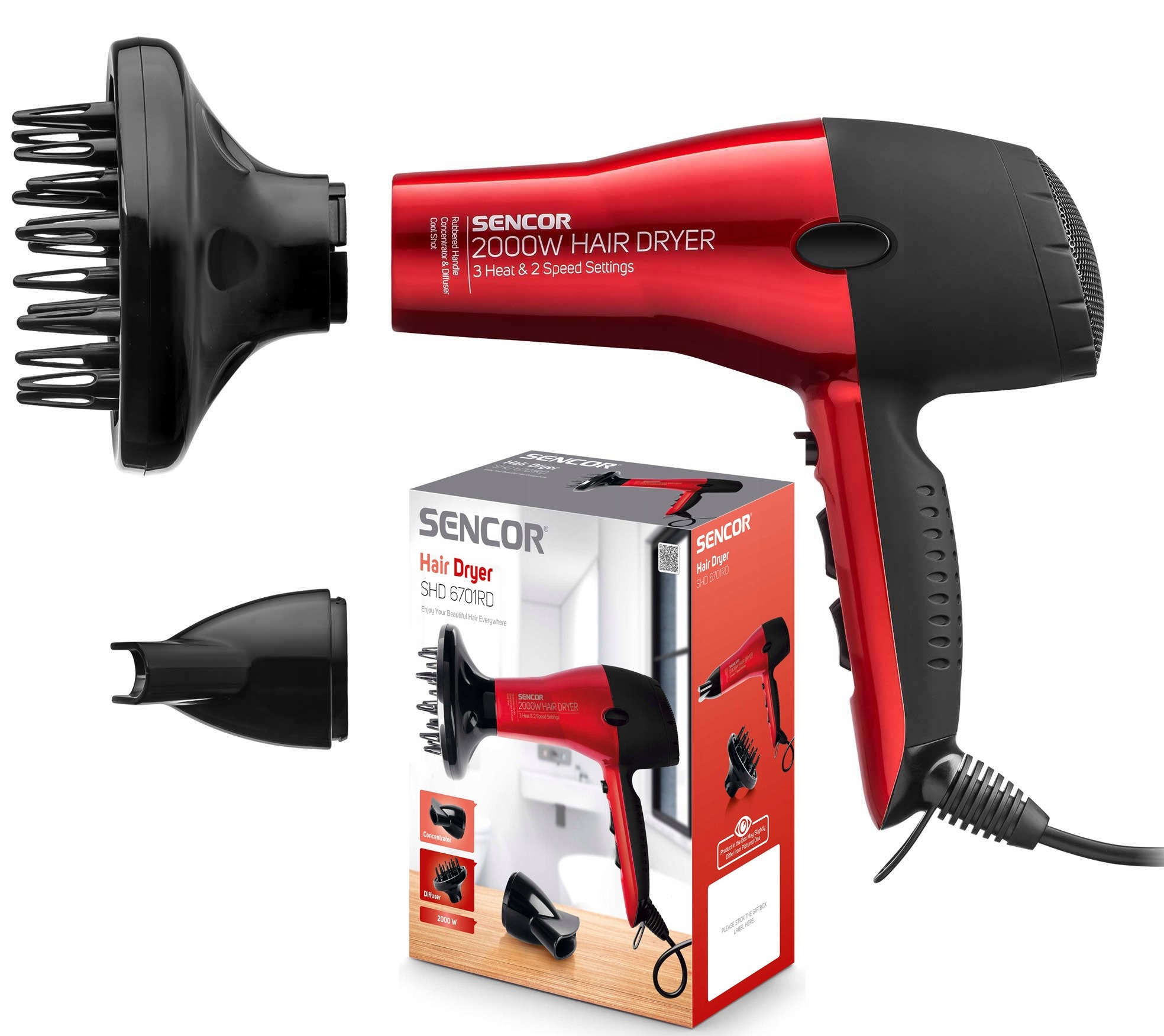 Suszarka do włosów z dyfuzorem Sencor 2000W 6701RD