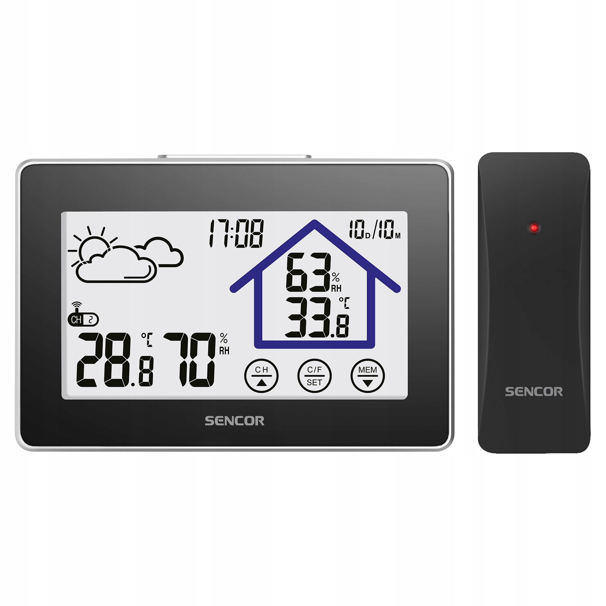 Stacja pogodowa CZUJNIK SWS2999 zegar prognoza LCD