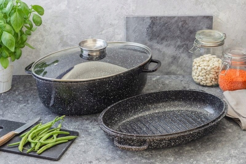 Brytfanna z pokrywką 8L Powłoka marmurkowa EB4602
