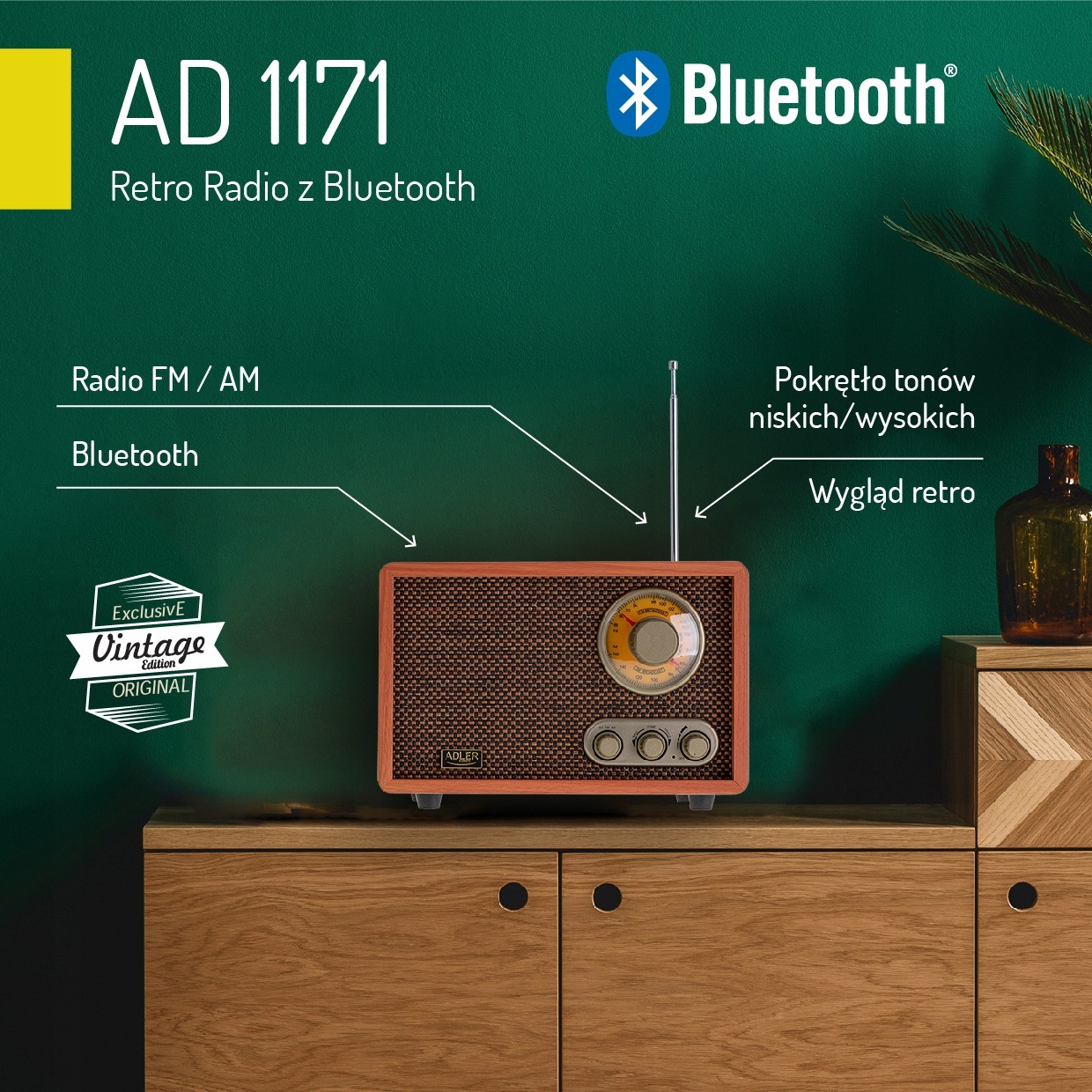 RADIO KUCHENNE RETRO BLUETOOTH FM/AM REGUL. AD1171