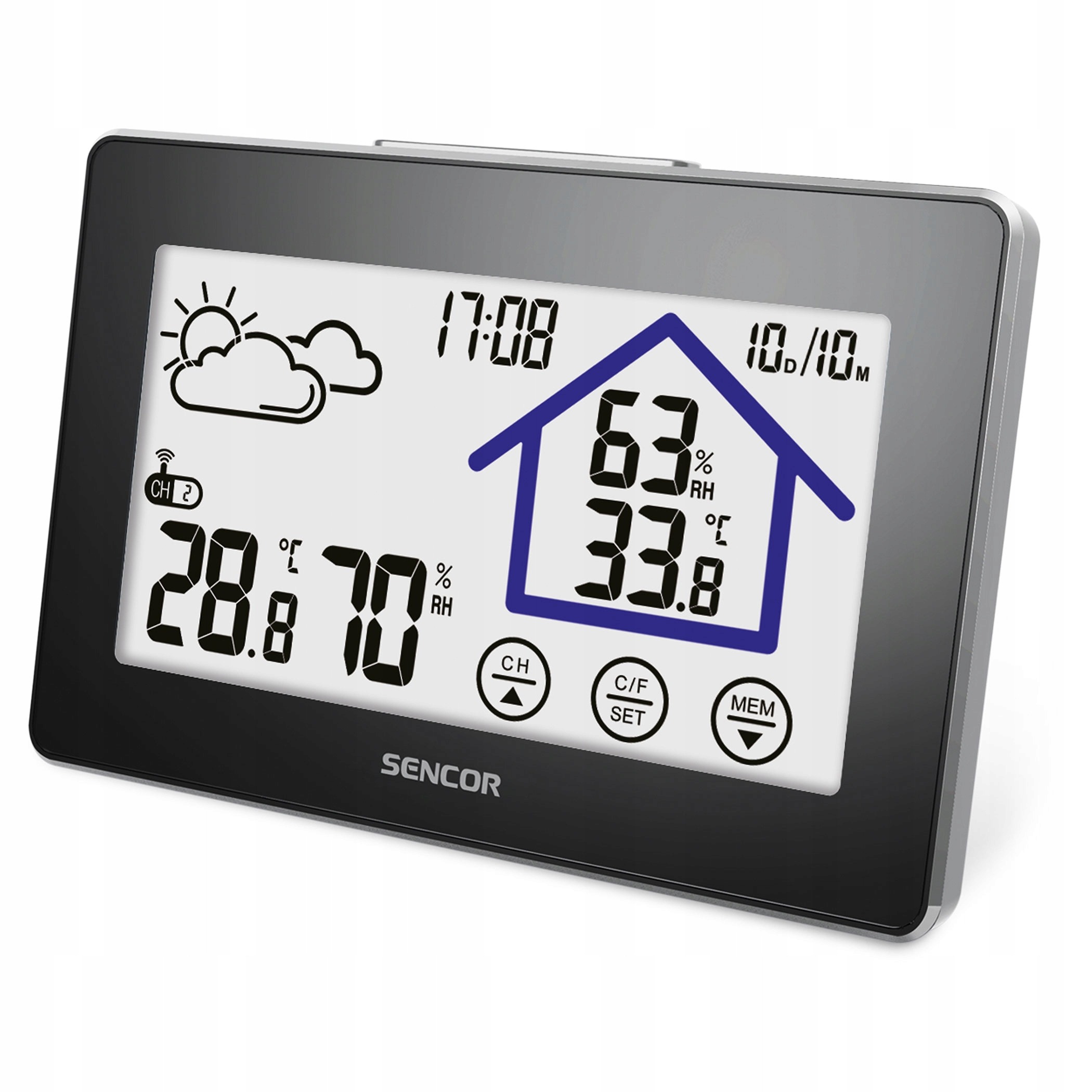 Stacja pogodowa CZUJNIK SWS2999 zegar prognoza LCD