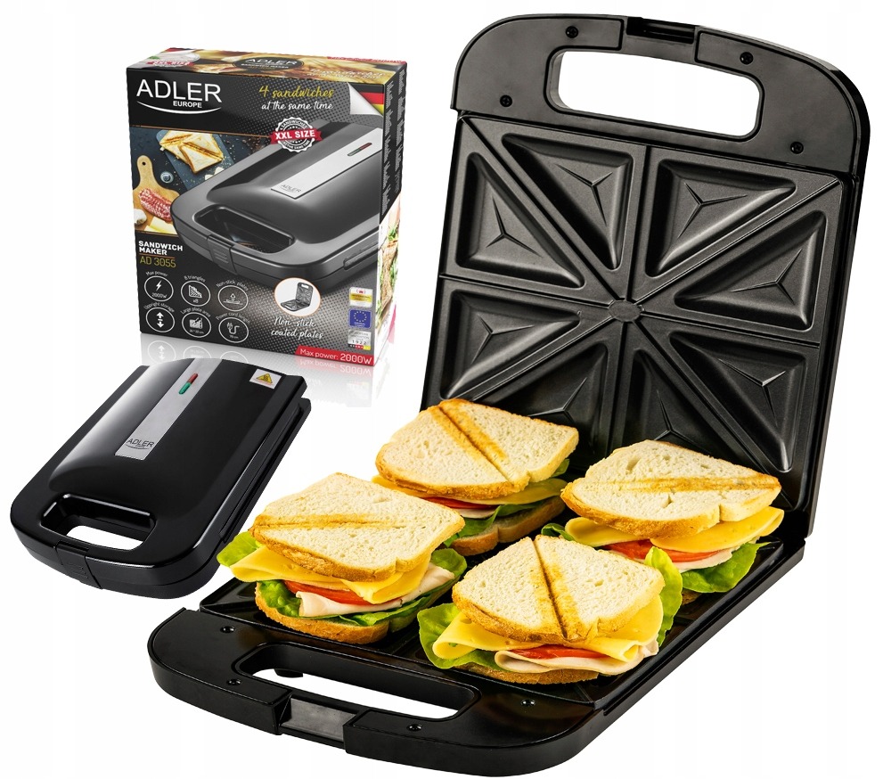 OPIEKACZ TOSTER XXL 4 KANAPKI TOSTY SANDWICH 2000W