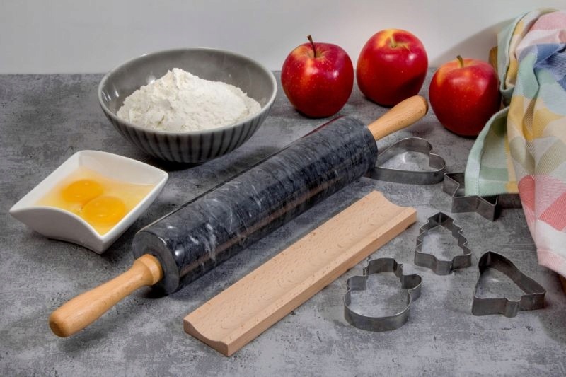 MARMUROWY WAŁEK KUCHENNY DO CIASTA PODSTAWKA 46CM