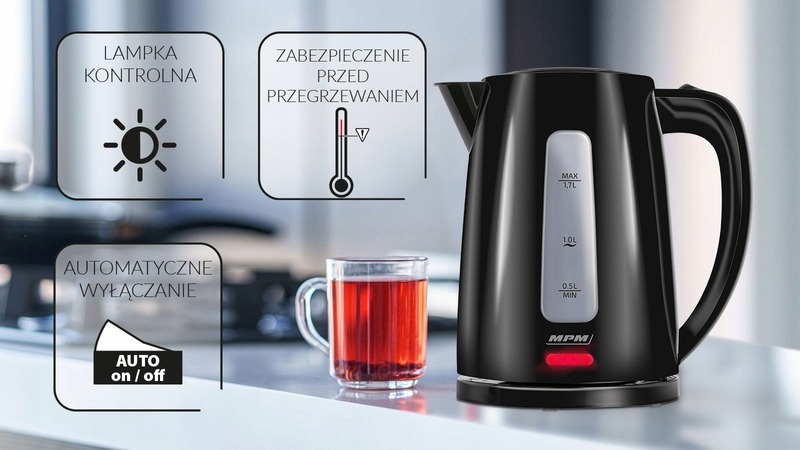 Czajnik elektryczny bezprzewodowy czarny MPM