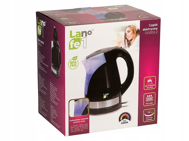 Czajnik elektryczny Lafe CEG002.2 2200,00 W czarny