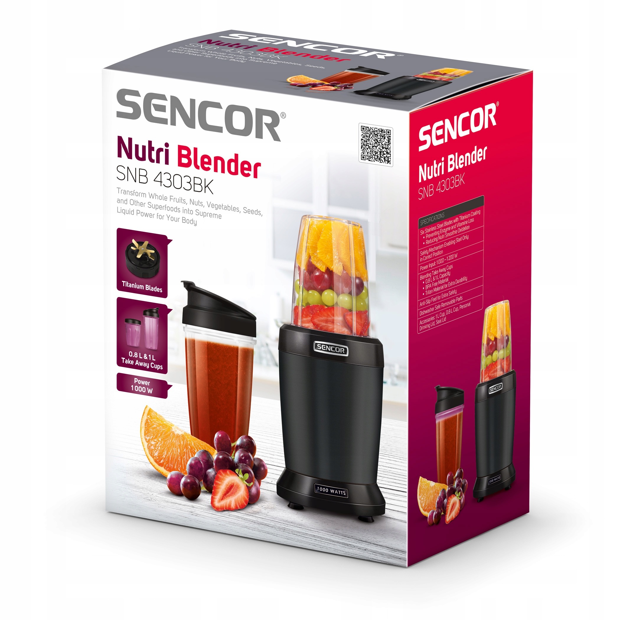 Nutri Blender Smoothie Sencor SNB4303BK 1000W