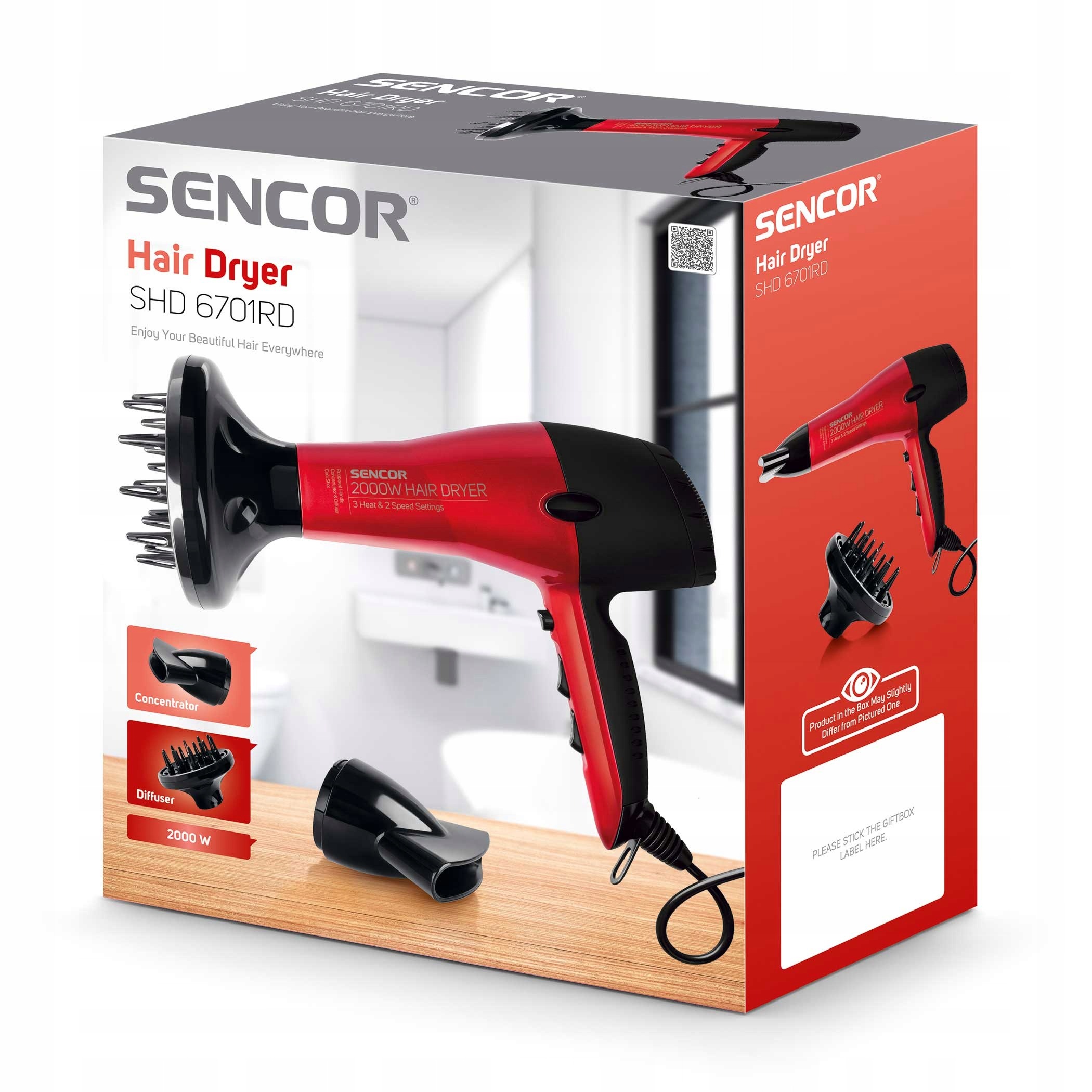 Suszarka do włosów z dyfuzorem Sencor 2000W 6701RD