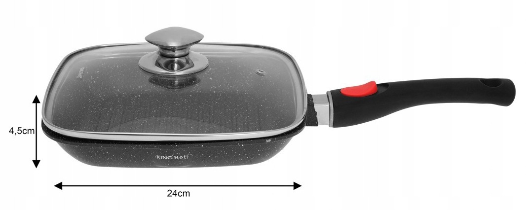 Patelnia Grillowa KAMIENNA z Pokrywką 24 INDUKCJA