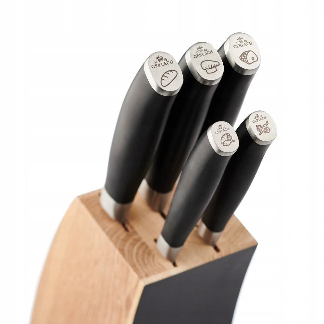 Komplet noży w bloku Gerlach Deco Black 5 szt. 991