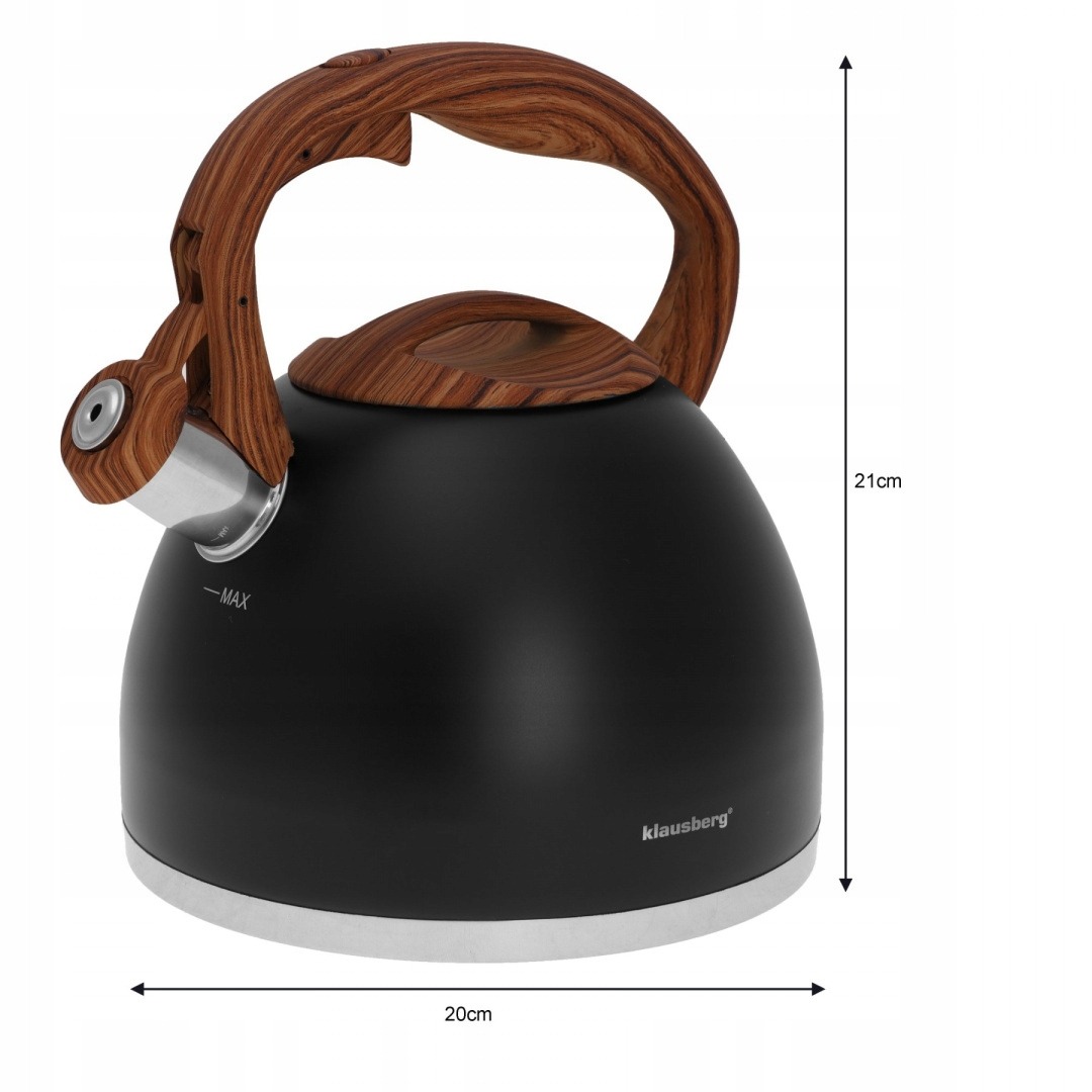 Czajnik z Gwizdkiem tradycyjny 3L Indukcja Gaz Czarny 7450
