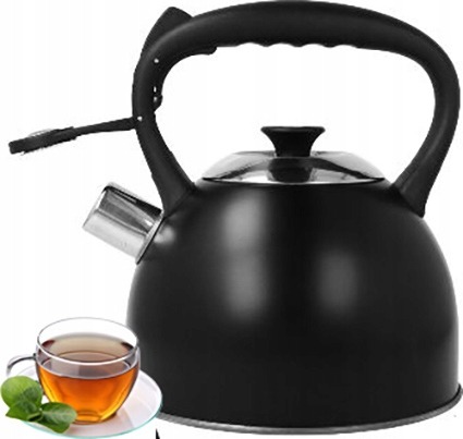 CZAJNIK GAZ INDUKCJA Z GWIZDKIEM CZARNY MAT 2,5 L