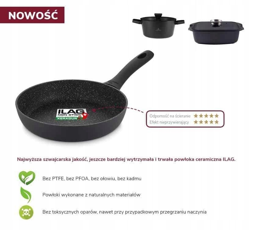 Patelnia Gerlach Granitex 28cm 4warstwowe dno BLAC