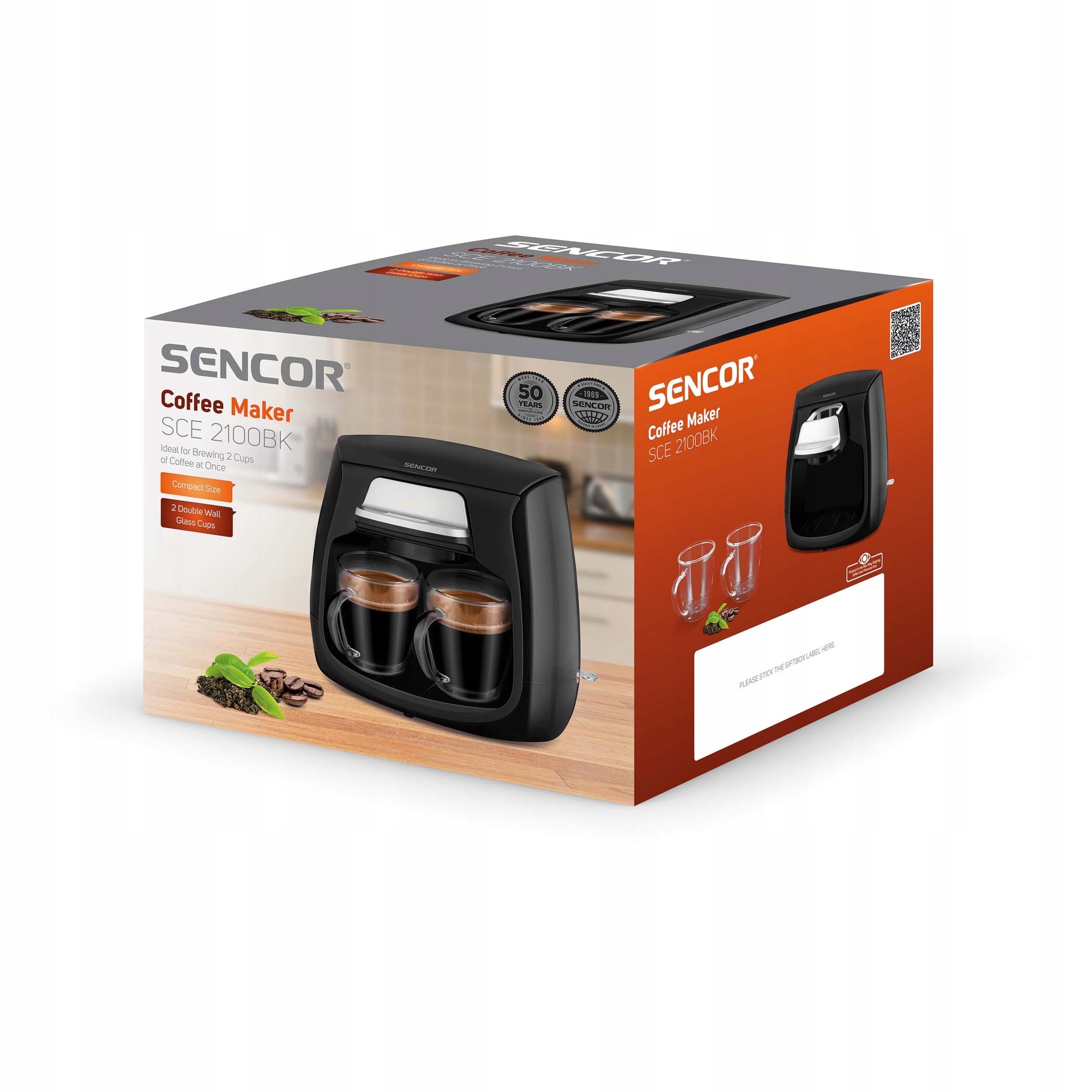 Mały Kompaktowy Ekspres do Kawy Sencor SCE2100BK