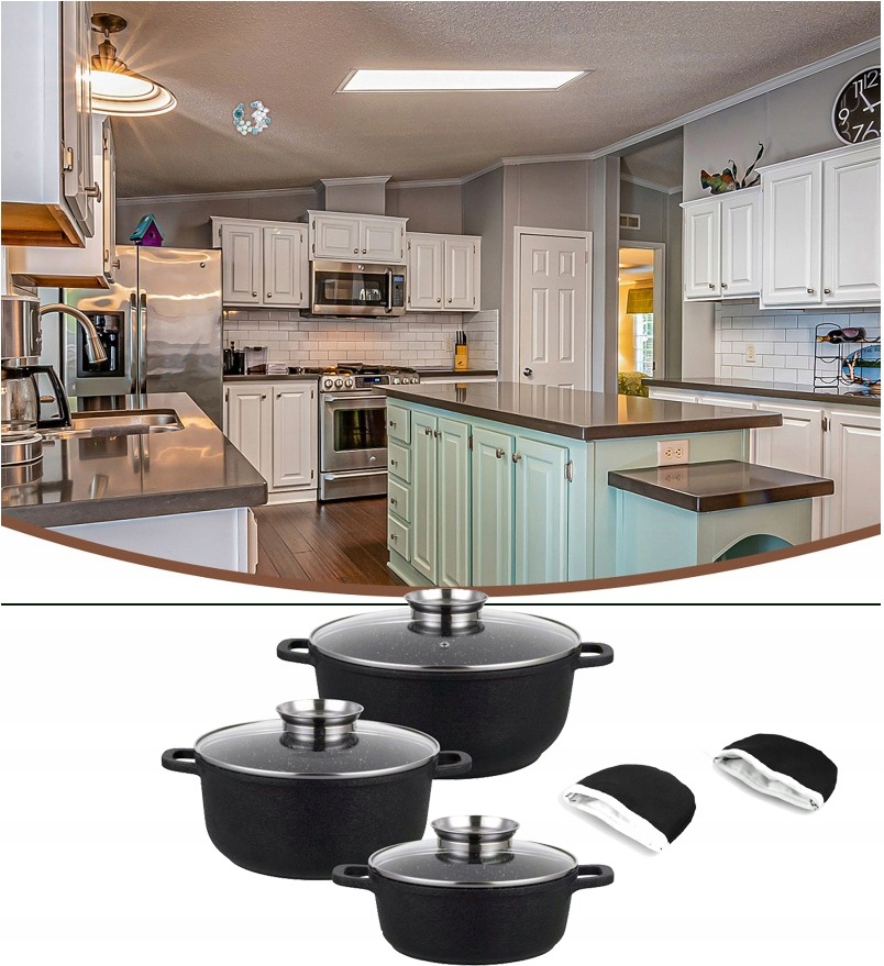 ZESTAW GARNKÓW MARMUROWYCH GARNKI INDUKCJA GAZ 6EL