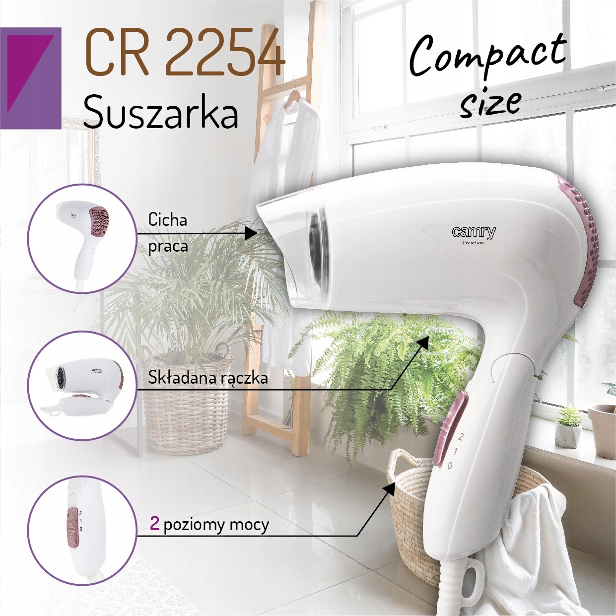 SUSZARKA DO WŁOSÓW SKŁADANA TURYSTYCZNA CR2254