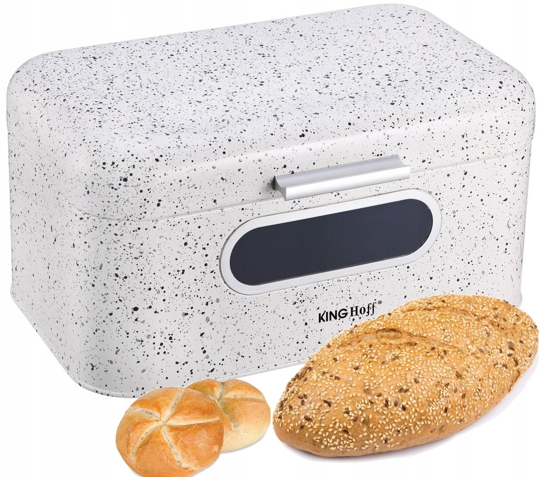 CHLEBAK STALOWY Z OKIENKIEM MARMUREK BIAŁY