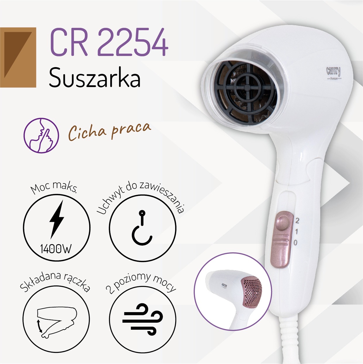 SUSZARKA DO WŁOSÓW SKŁADANA TURYSTYCZNA CR2254