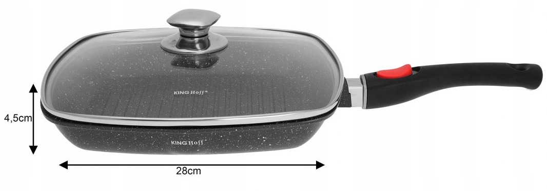 Patelnia Grillowa KAMIENNA z Pokrywką 28 INDUKCJA