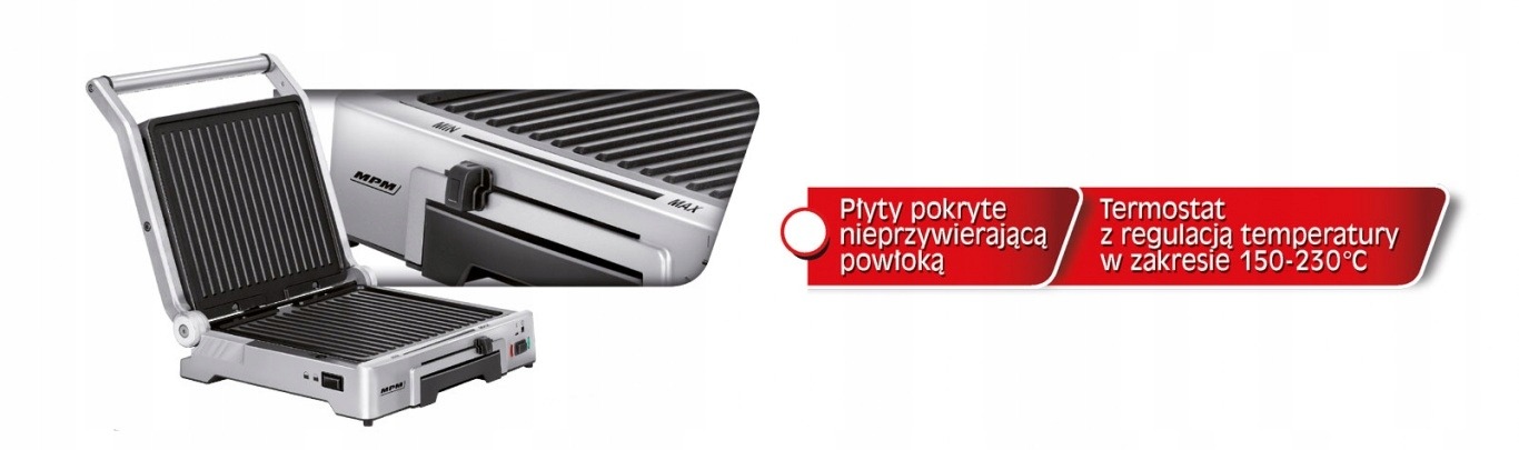 Kontaktowy grill elektryczny MPM MGR10 M srebrny
