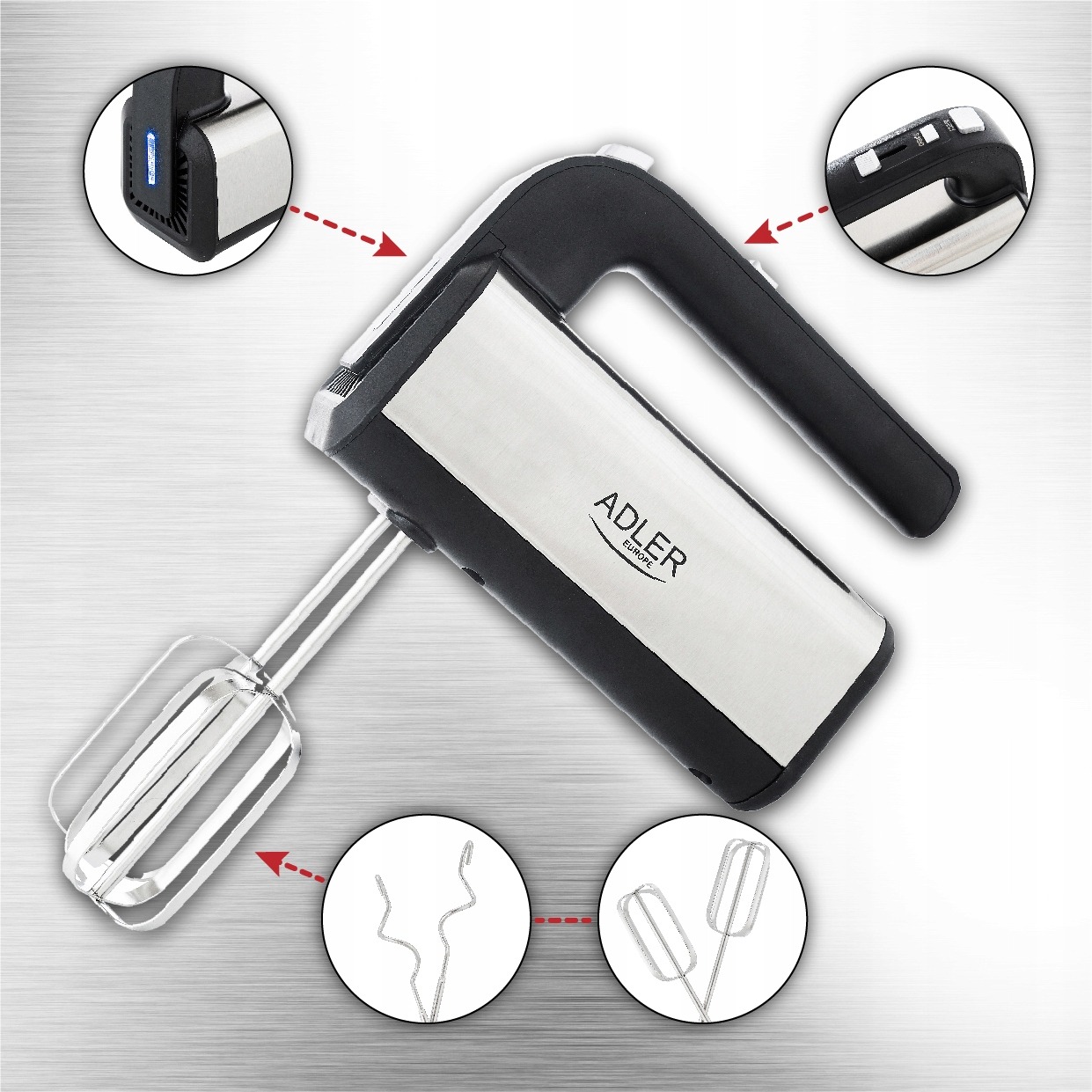 MIKSER RĘCZNY MOCNY ROBOT KUCHENNY TURBO 5 BIEGÓW