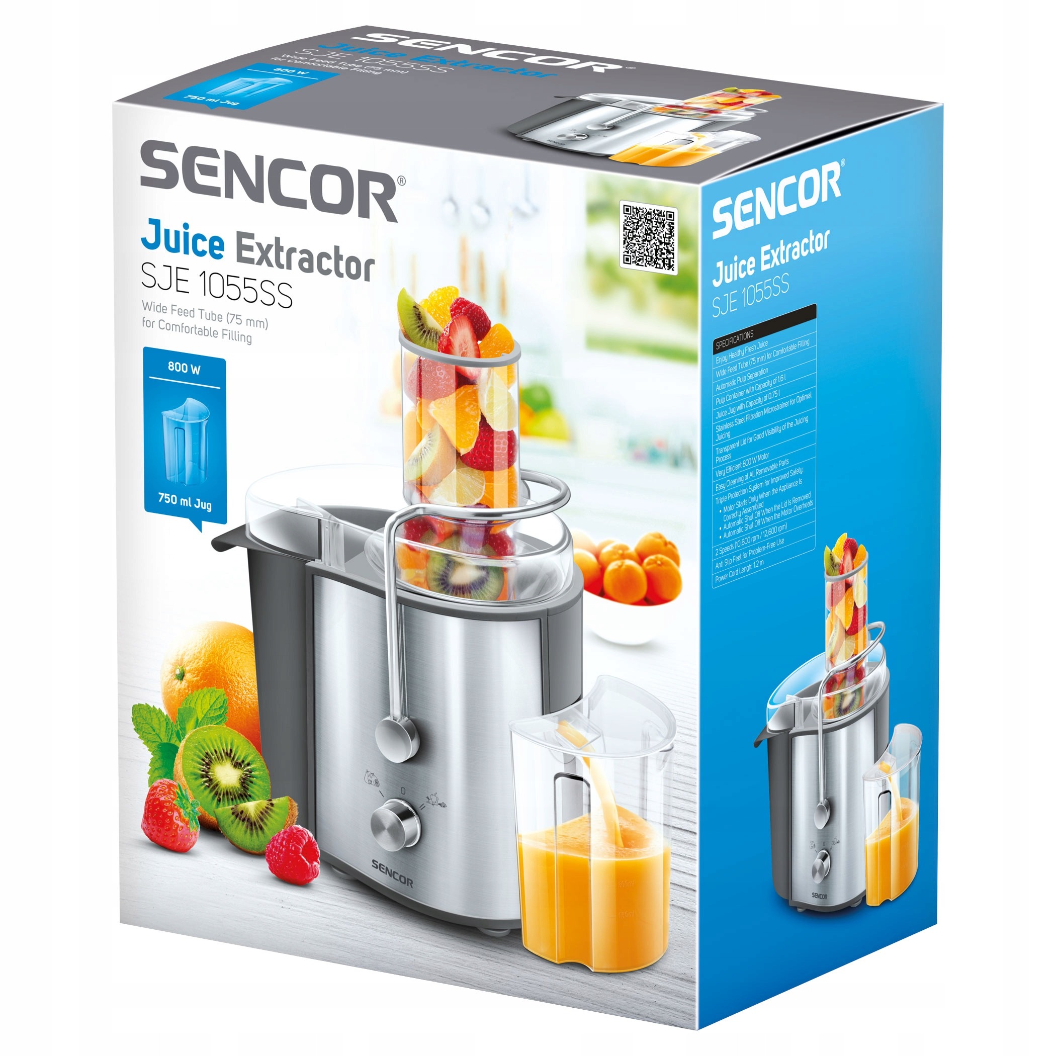 Sokowirówka Sencor SJE1055SS 800W 12600obrotów/min