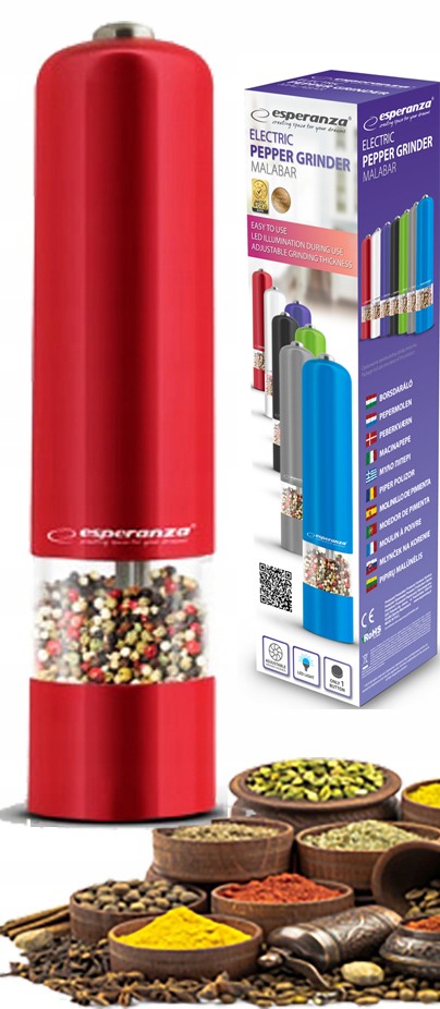 MŁYNEK ELEKTRYCZNY DO SOLI PIEPRZU czerwony EKP001
