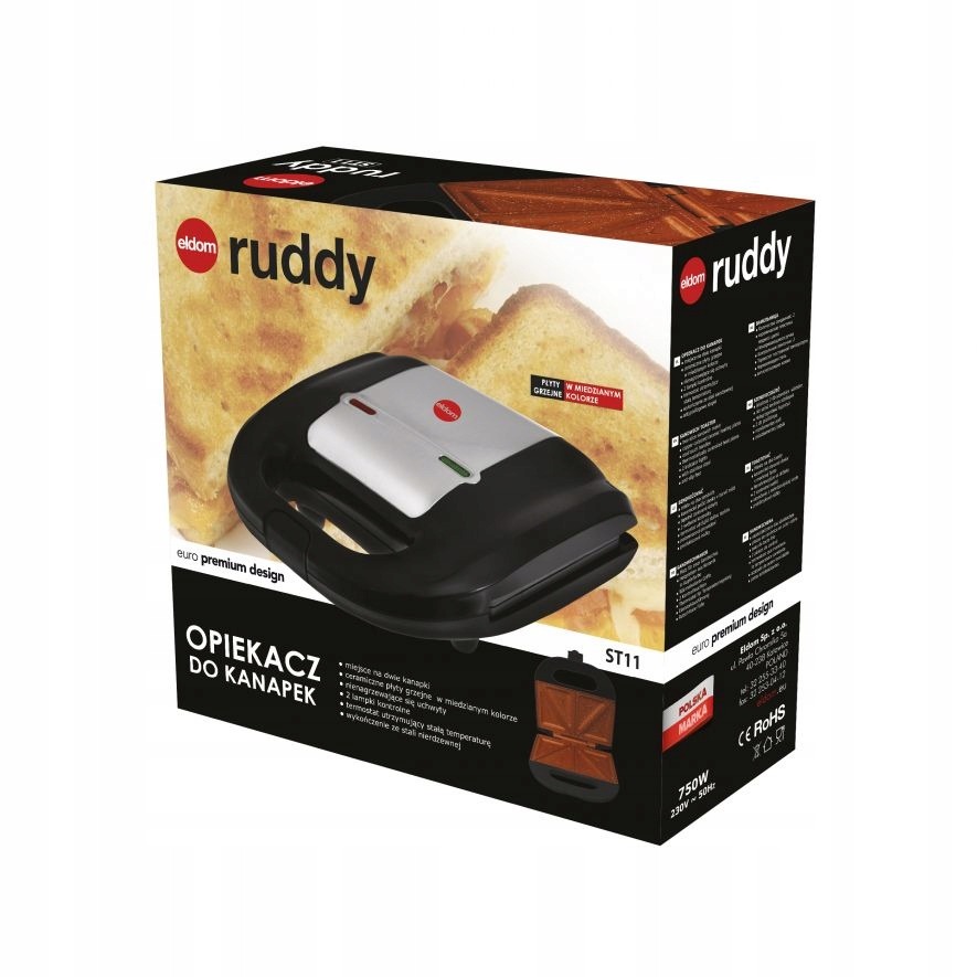 OPIEKACZ CERAMICZNY TOSTER Eldom ST11 750W Czarny