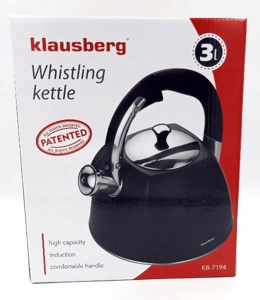 Czajnik stalowy KLAUSBERG 3L Czarny 7194 MAT