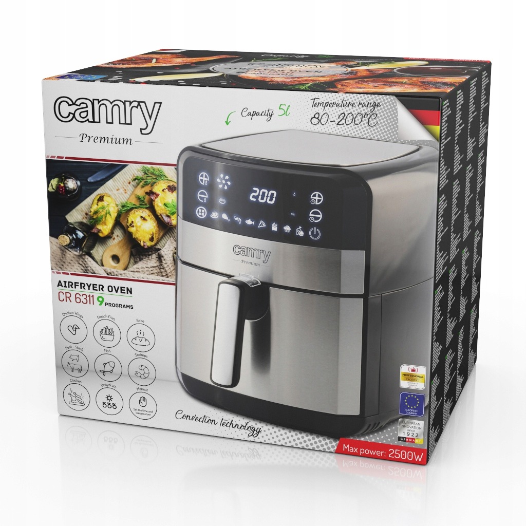 FRYTKOWNICA BEZTŁUSZCZOWA CAMRY CR6311 5L 2500W