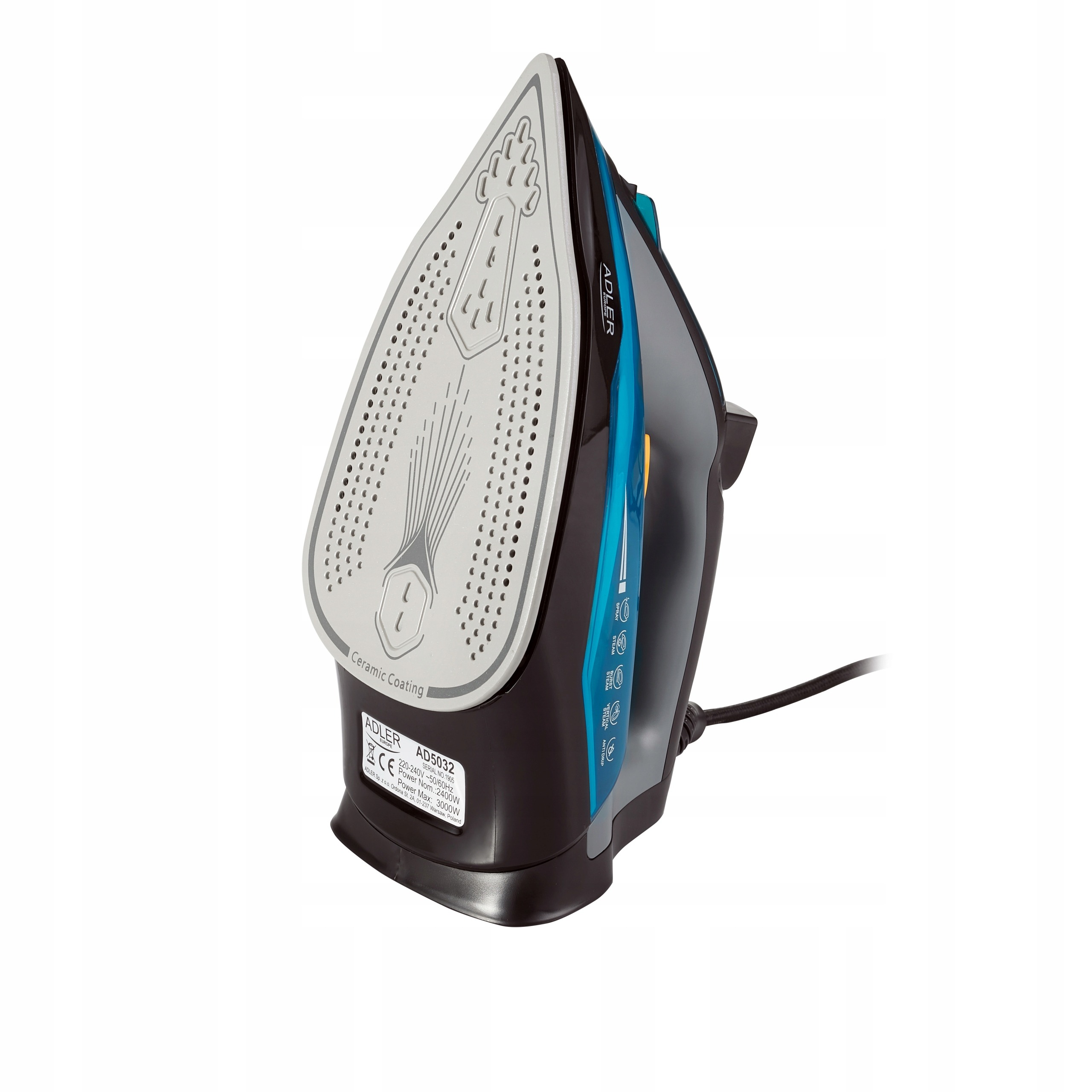 ŻELAZKO CERAMICZNE PAROWE 3000W STRAŻAK AD5032