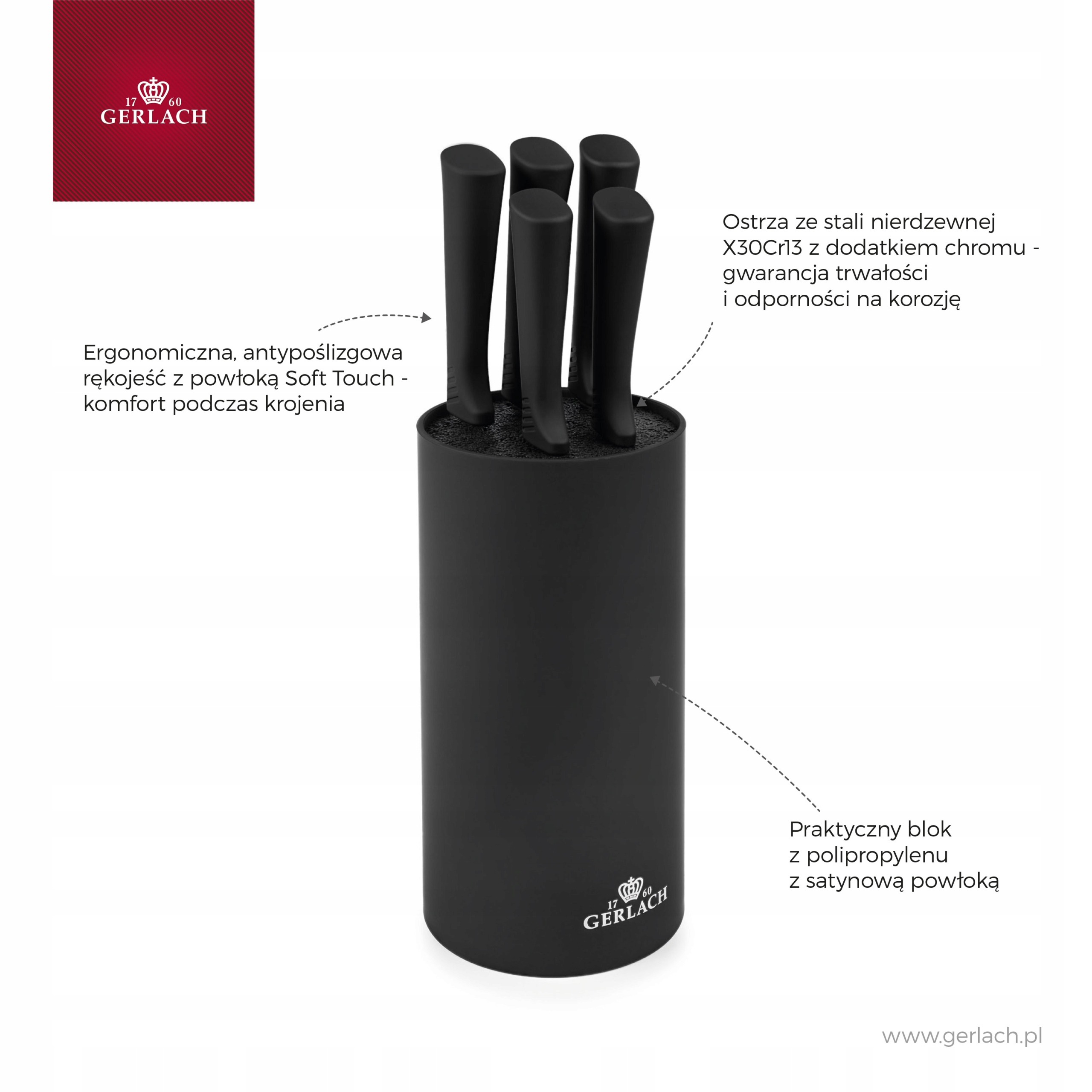 Gerlach Zestaw noży w bloku SMART BLACK