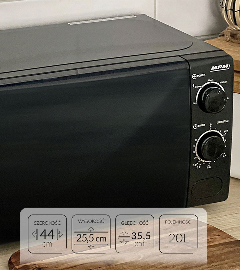 KUCHENKA MIKROFALOWA MIKROFALÓWKA CZARNA 20L MPM