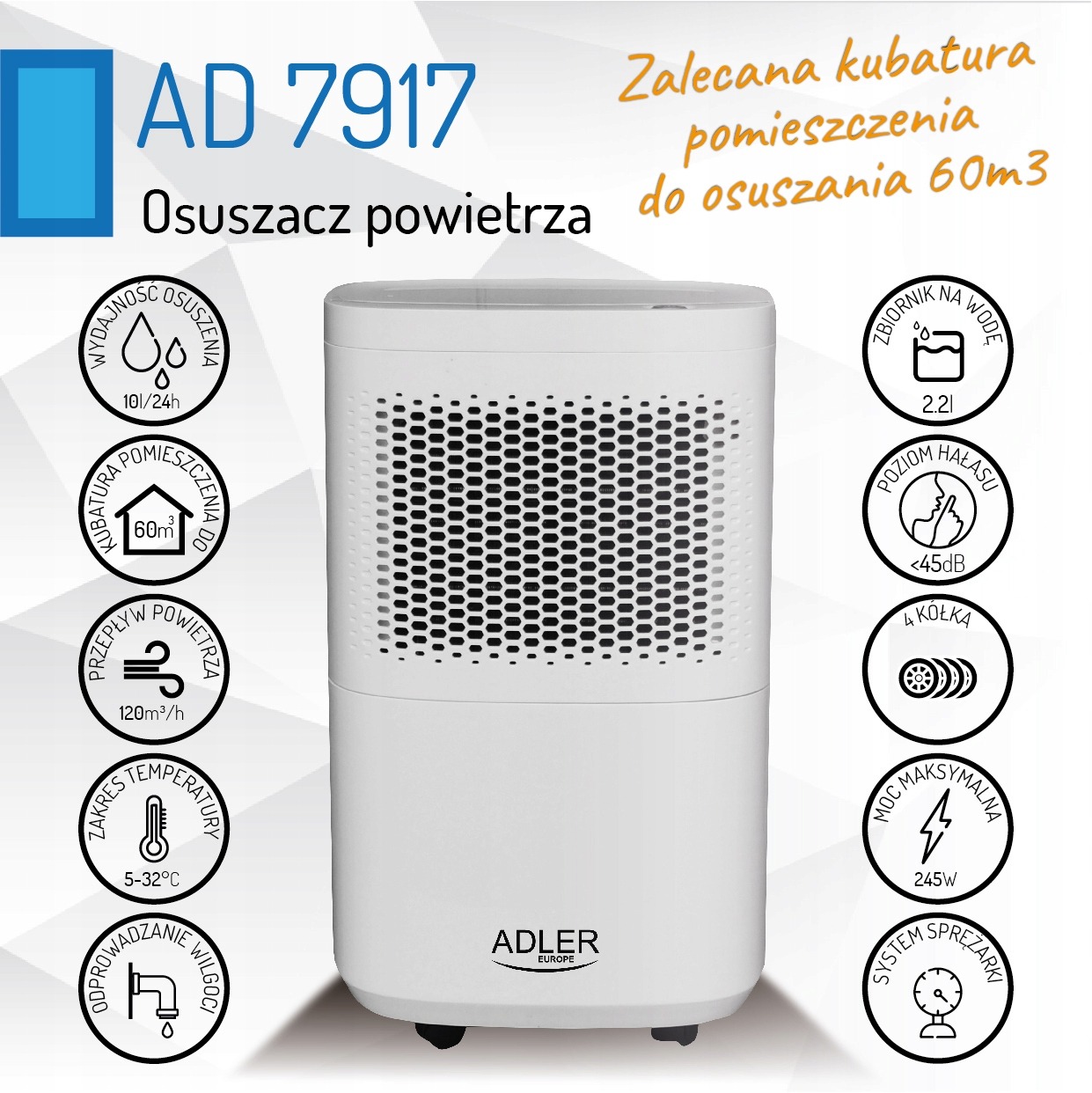 Osuszacz + oczyszczacz powietrza WILGOCI AD7917