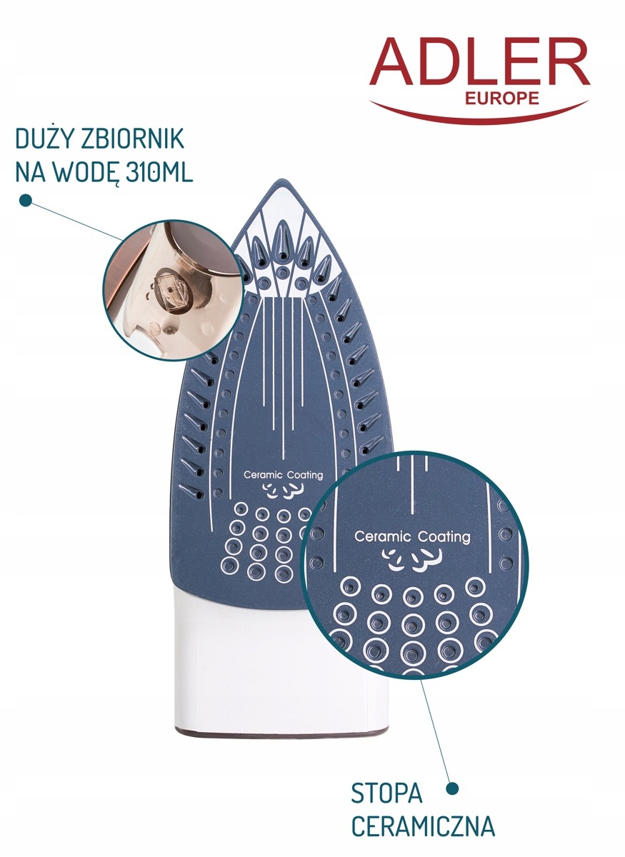 ŻELAZKO CERAMICZNE PAROWE 3000W DUŻA MOC AD5030