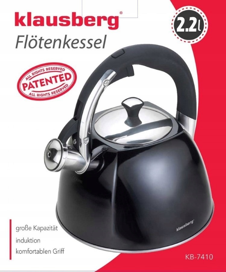 CZAJNIK STALOWY CZARNY KLAUSBERG 2,2L 7410