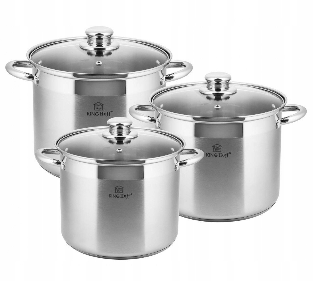 ZESTAW 3 GARNKÓW STALOWYCH Z POKRYWKĄ INDUKCJA GAZ