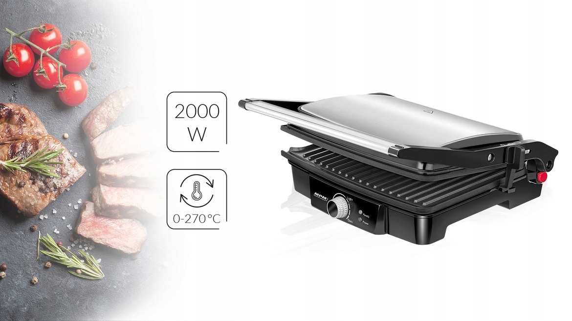 Kontaktowy grill elektryczny MPM MGR09M srebrny