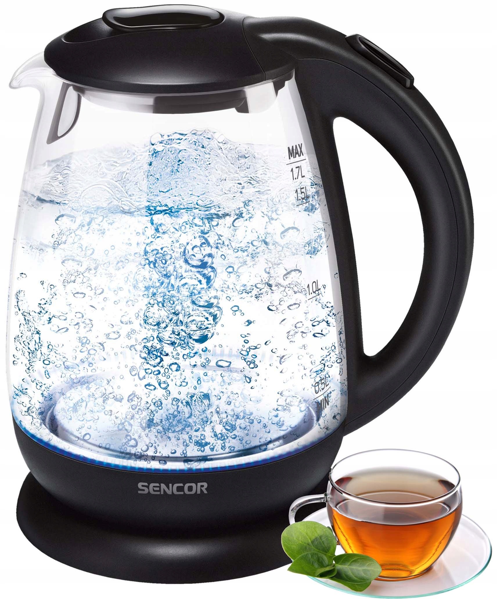 Czajnik elektryczny bezprzewodowy szklany czarny