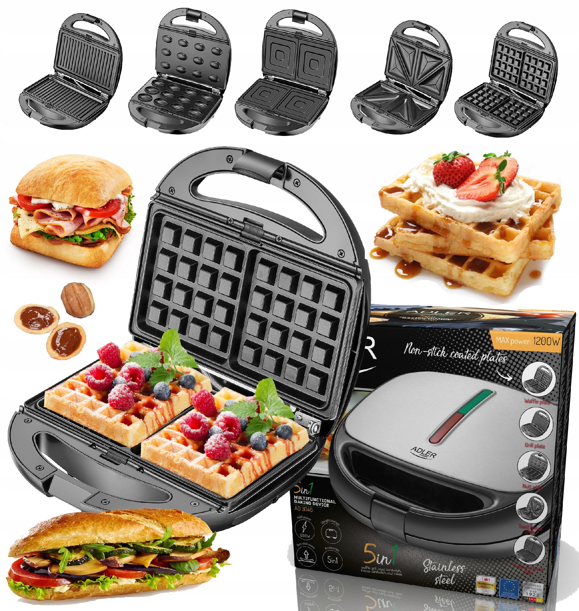 OPIEKACZ 5w1 GOFRY ORZESZKI GRILL TOSTY AD3040
