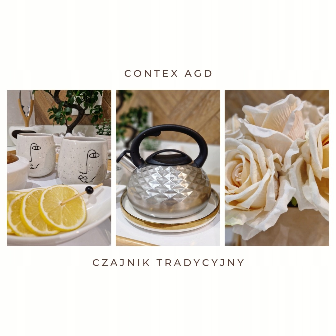 Czajnik stalowy z gwizdkiem 3L Indukcja GAZ srebrny