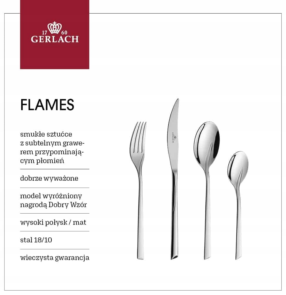 GERLACH FLAMES MAT-ZESTAW SZTUĆCÓW 68 EL. WALIZKA
