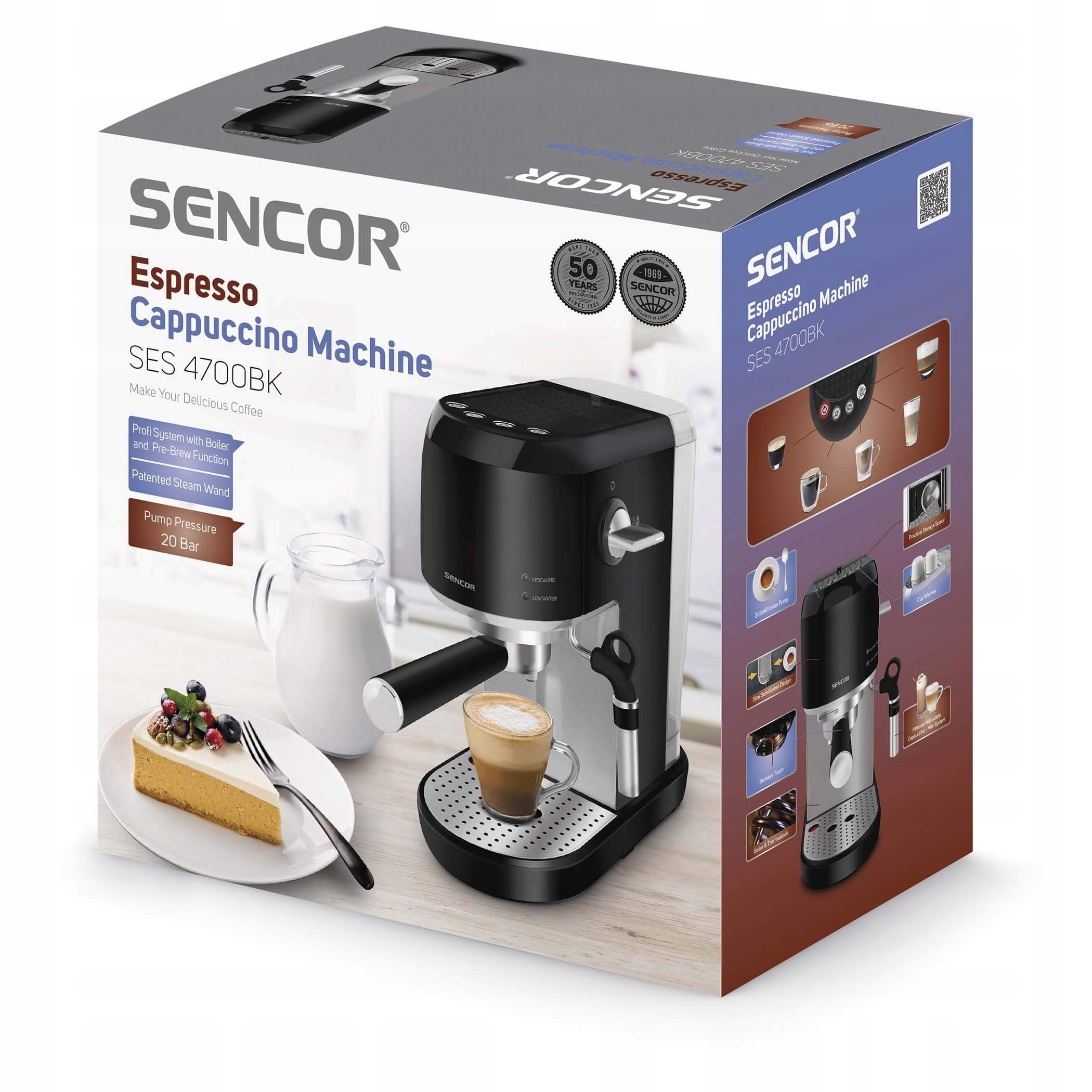 Ekspres ciśnieniowy Sencor SES 4700BK 20 BAR 1400W