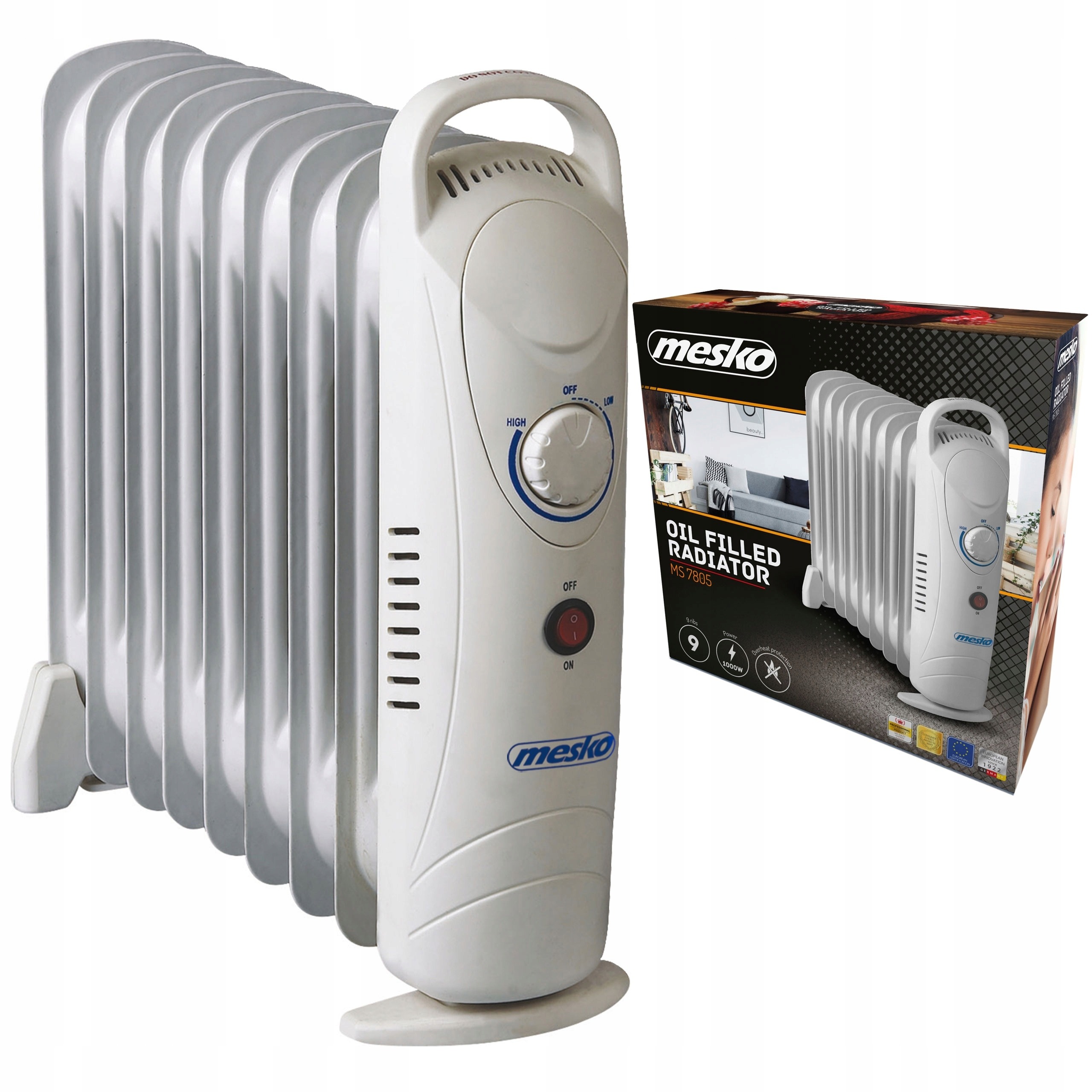 Grzejnik olejowy MESKO MS 7805 1000 W biały