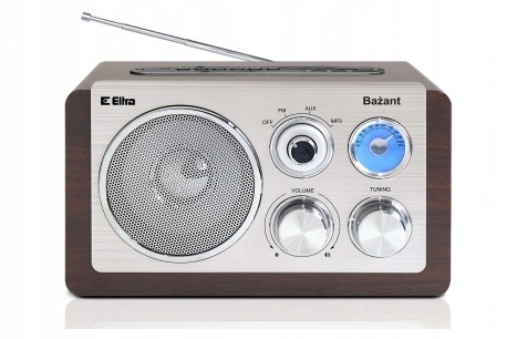 RADIO RETRO SIECIOWE DREWNO CIEMNE USB MP3 SREBRNE