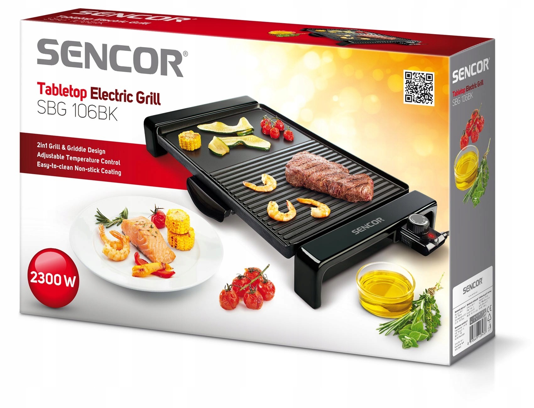 Grill elektryczny ogrodowy SBG106BK 2w1 kontaktowy
